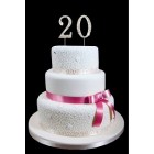 20th Birthday Wedding Anniversary Number Cake Topper with Sparkling Rhinestone Crystals - 1.75" Tall 